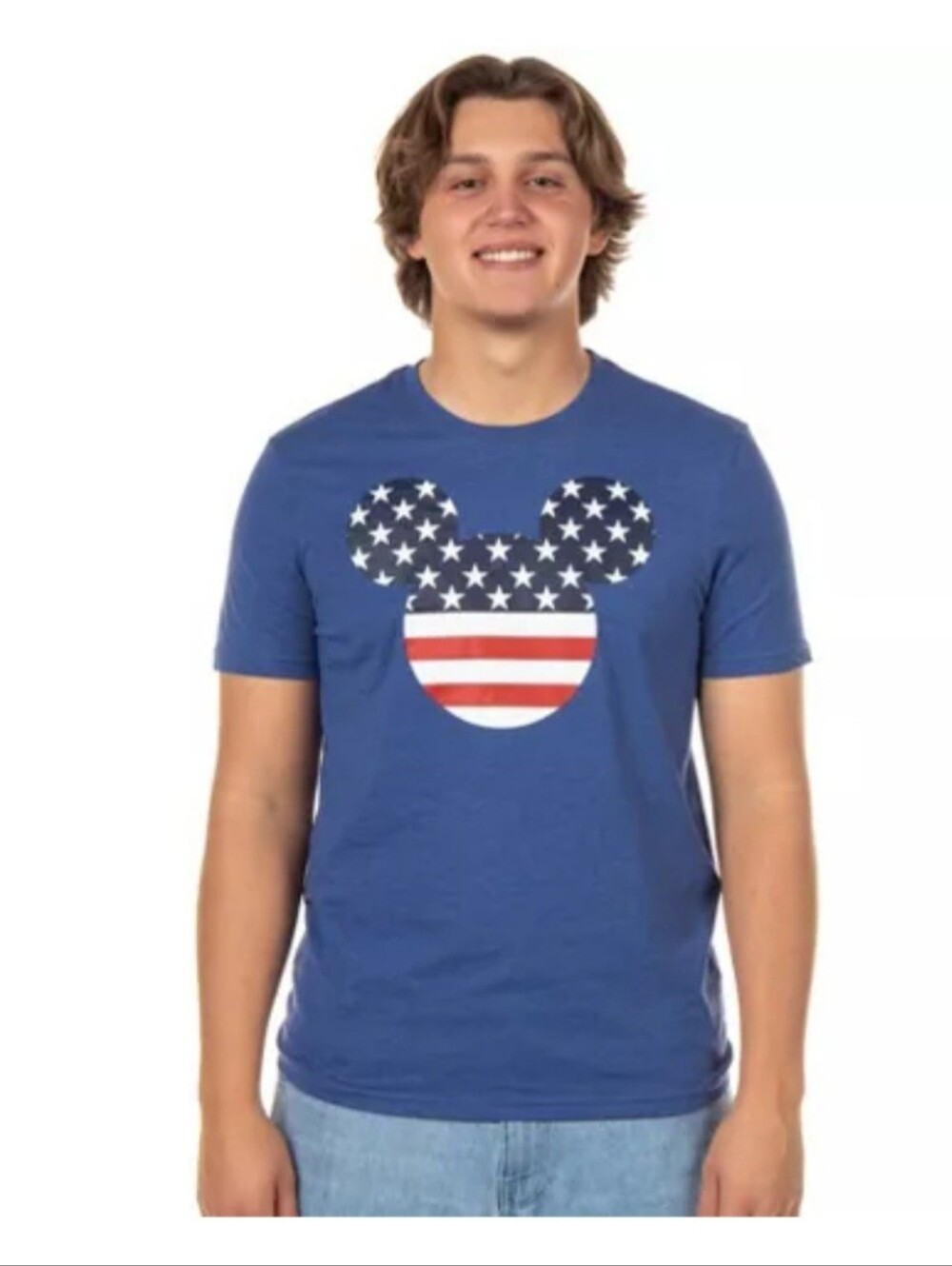 Disney Royal Blue Tee with Red, White Star-Spangled Mickey